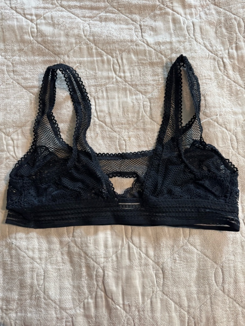 Free People Black Lace Mesh Bralette